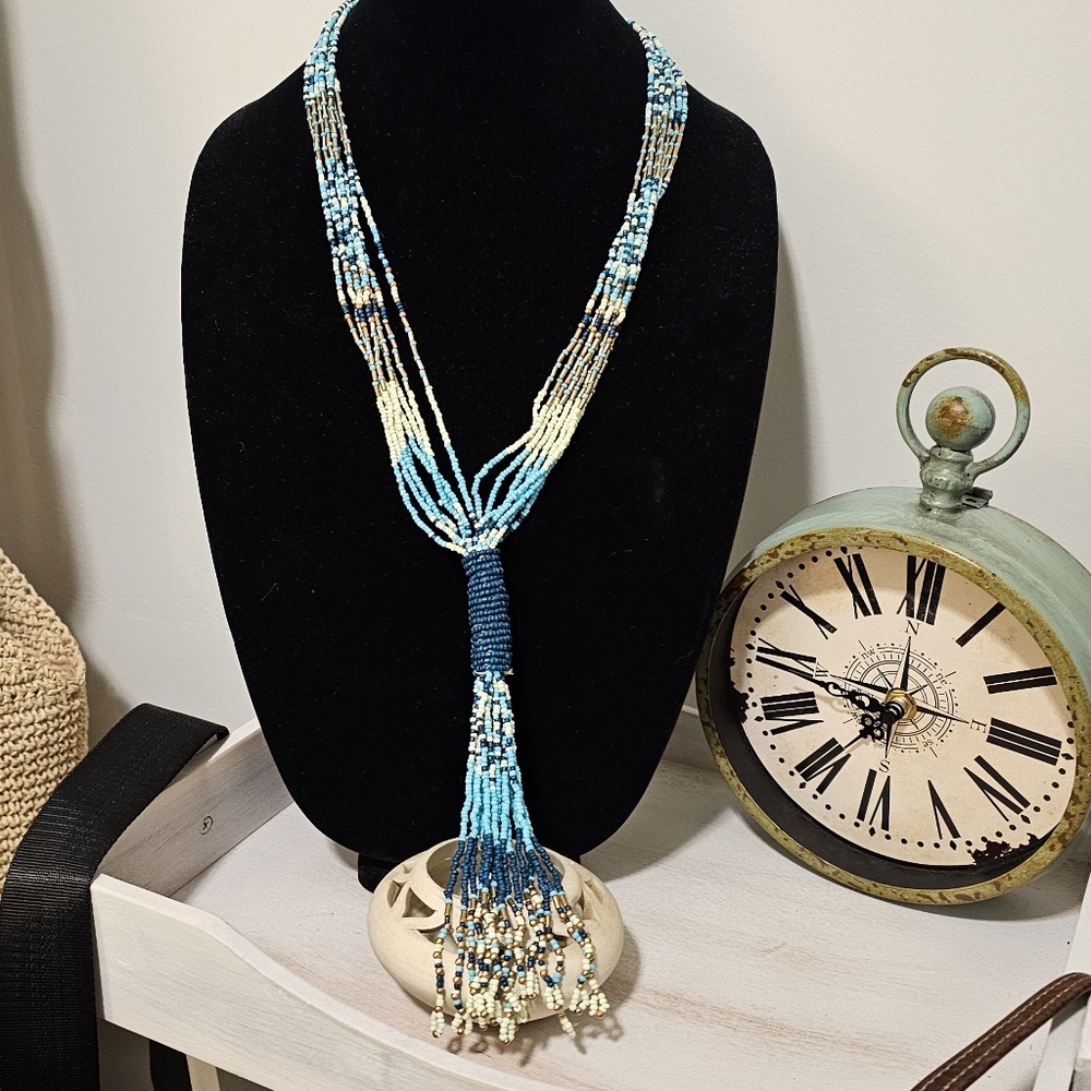 Multi Strand Knotted Bohemian Seed Necklace